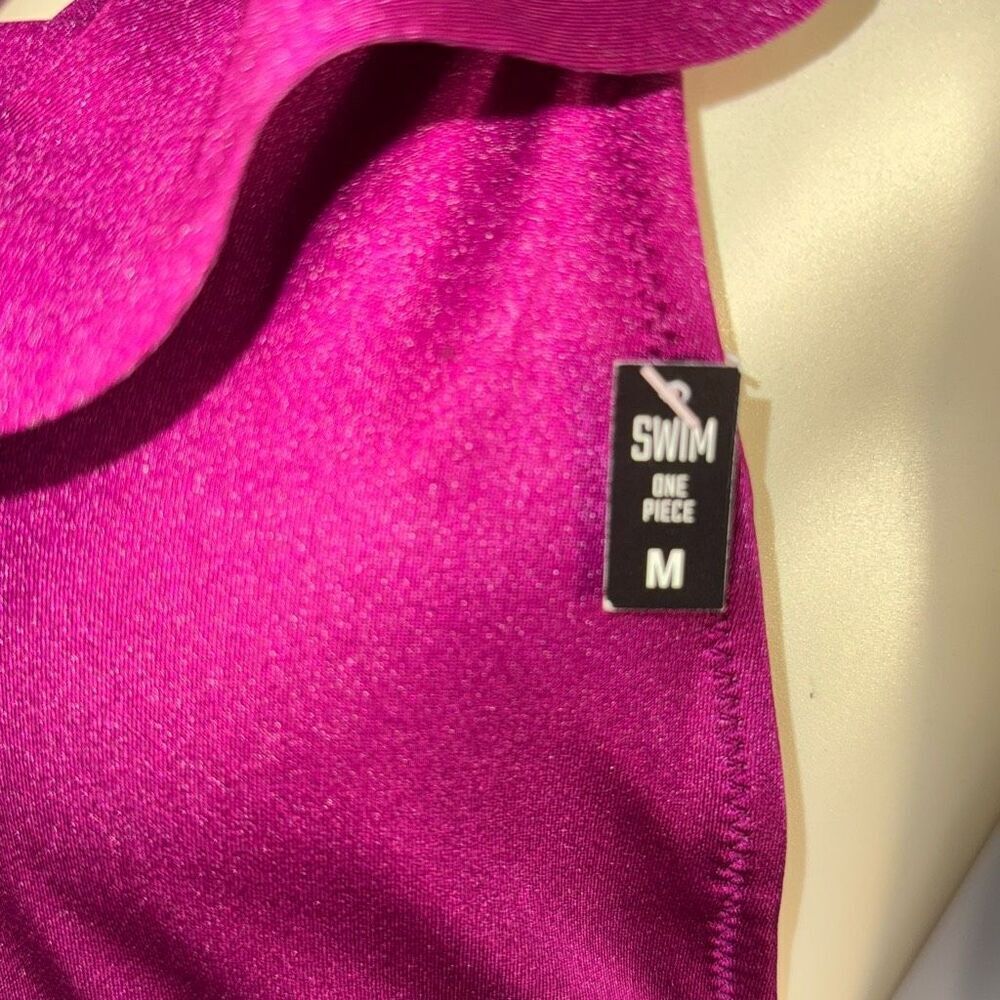 PINK Victoria's Secret One Piece Ruffle Swimsuit Deep V Violet Purple Medium‎ - Picture 9 of 15